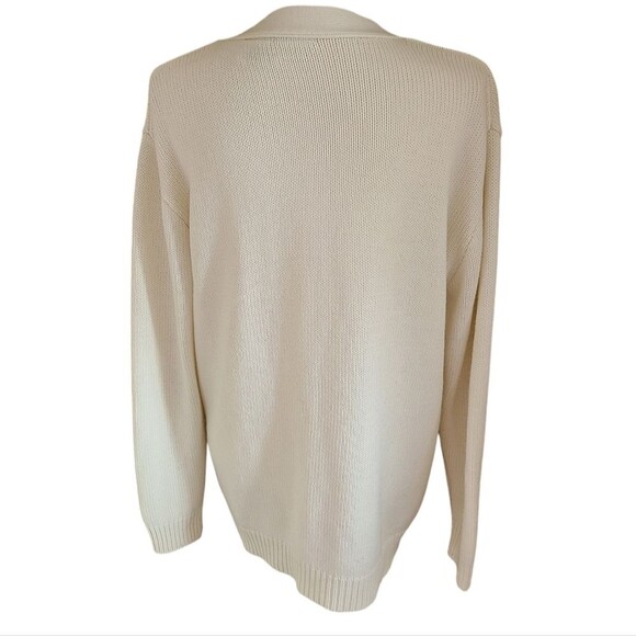 vintage oversized cozy grandpa cardigan sweater button up cream size L - Picture 2 of 5
